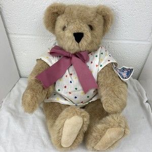 Authentic Vintage 16" Vermont Teddy Bear Plush Jointed Brown 1993 With Gown &tag